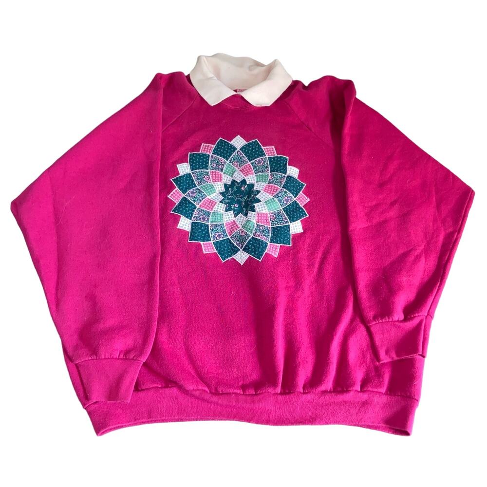 Fruit of the Loom 2XL Collared Quilt Patterned Pullover Sweater